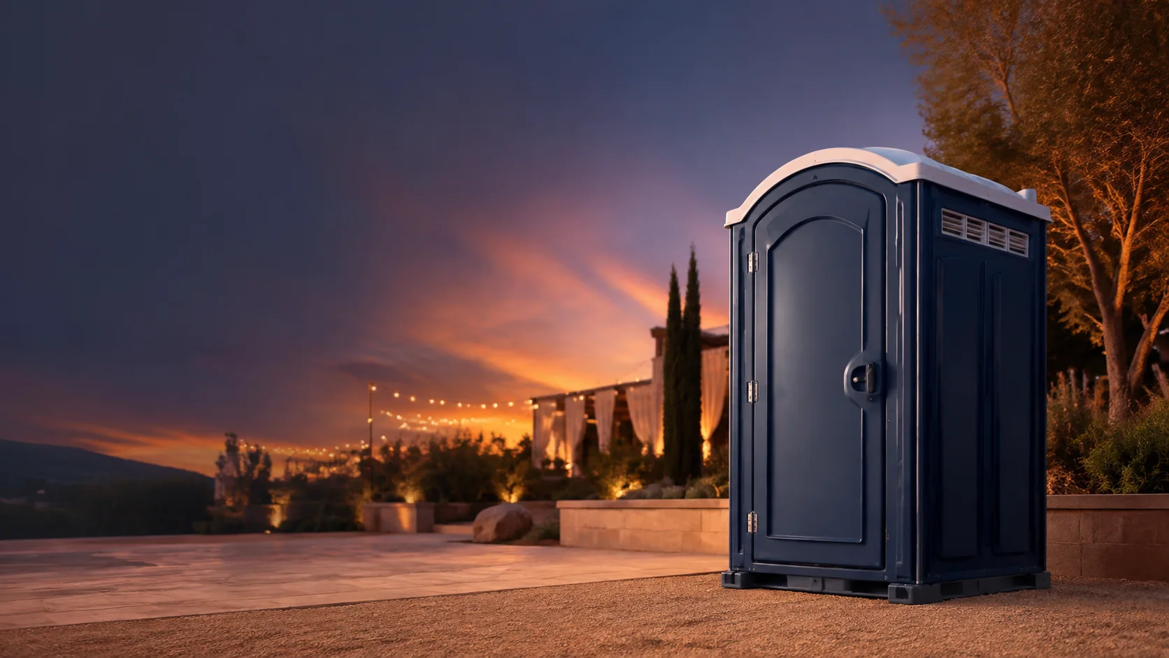 Portable restroom shown for rental planning in Cedar Rapids, IA